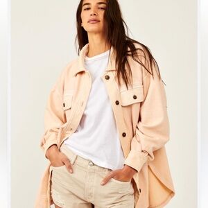 Free people ruby shacket in peachy cream size medium worn once!